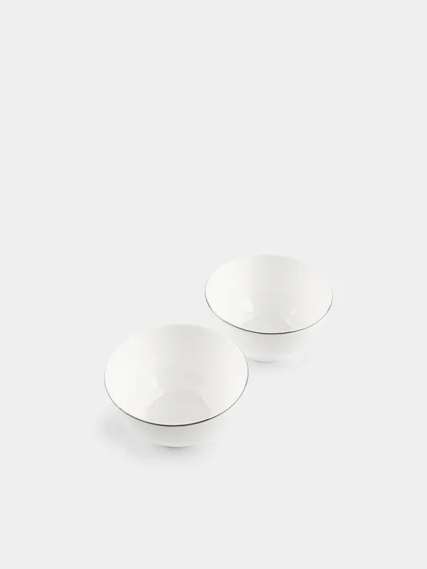 Bowl, 12x6 cm, 2 pieces, porcelain F, white, Ideal silver, image-1