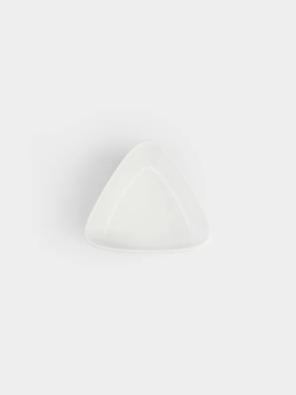 Snack set, 3 items, on a stand, ceramic / wood, white, Triangles, Noble tree, image-4