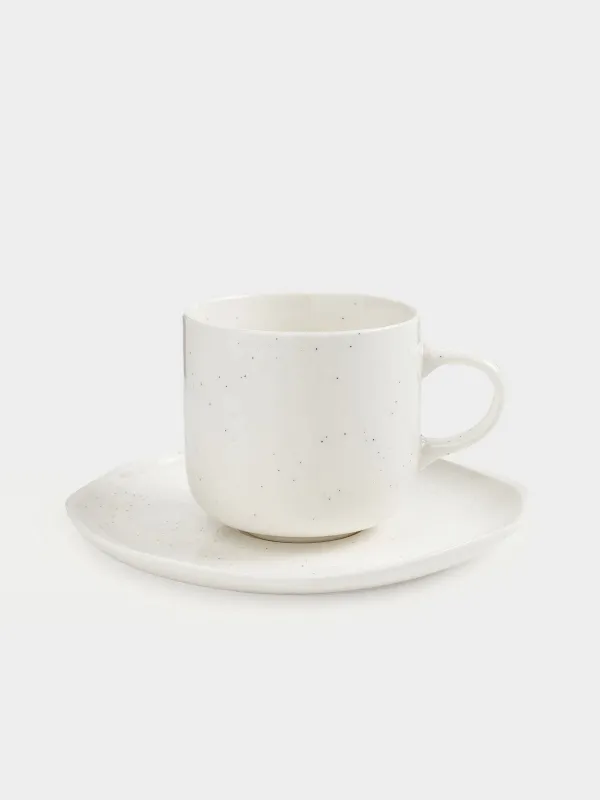 Tea pair, 1 person, 2 items, 220 ml, porcelain N, milk, Dots, Boho, image-0