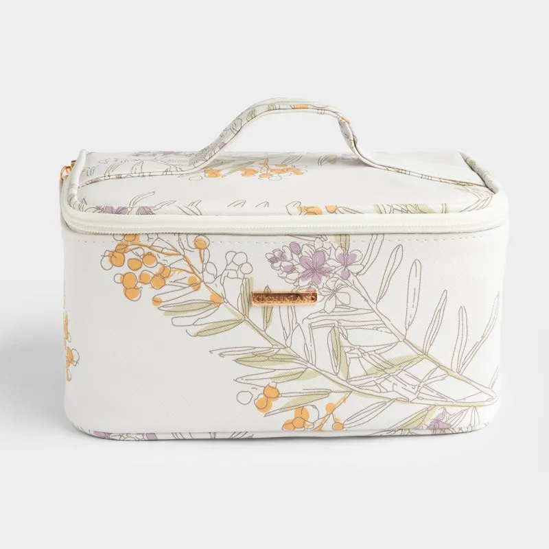 Cosmetic bag, 23x13 cm, with handle, polyurethane, white, Mimosa, Isadora, image-1