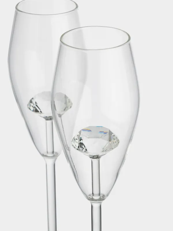 Drinking glass, 210 ml, 2 pcs, Glass, Crystal, Crystal shape, image-2