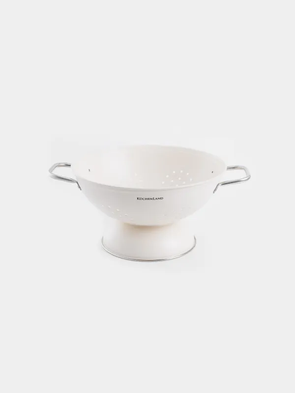 Colander, 24 cm, with two handles, on a stand, metal, milk, Course, image-1