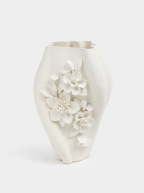 Flower vase, 29 cm, ceramic, white, Flowers, Bloome, image-0
