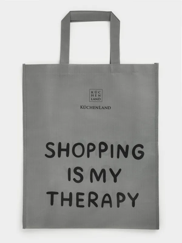 Shopping bag, 55x45 cm, polypropylene, grey, Design, Shopping font, image-0