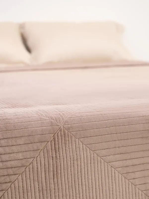 Bedspread, 220x240 cm, quilted, velvet/microfiber, brown, Rhombuses, Stitch velvet, image-3
