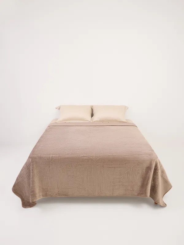 Bedspread, 220x240 cm, quilted, velvet/microfiber, brown, Rhombuses, Stitch velvet, image-4