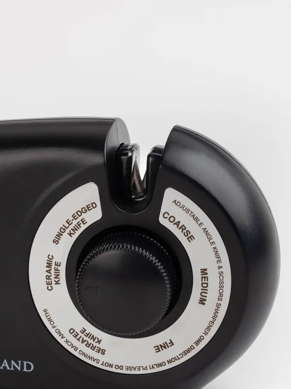 Knife and scissors sharpener, 24 cm, 3 stages/4 types of sharpening, plastic / ceramic, black, Liberica, image-2