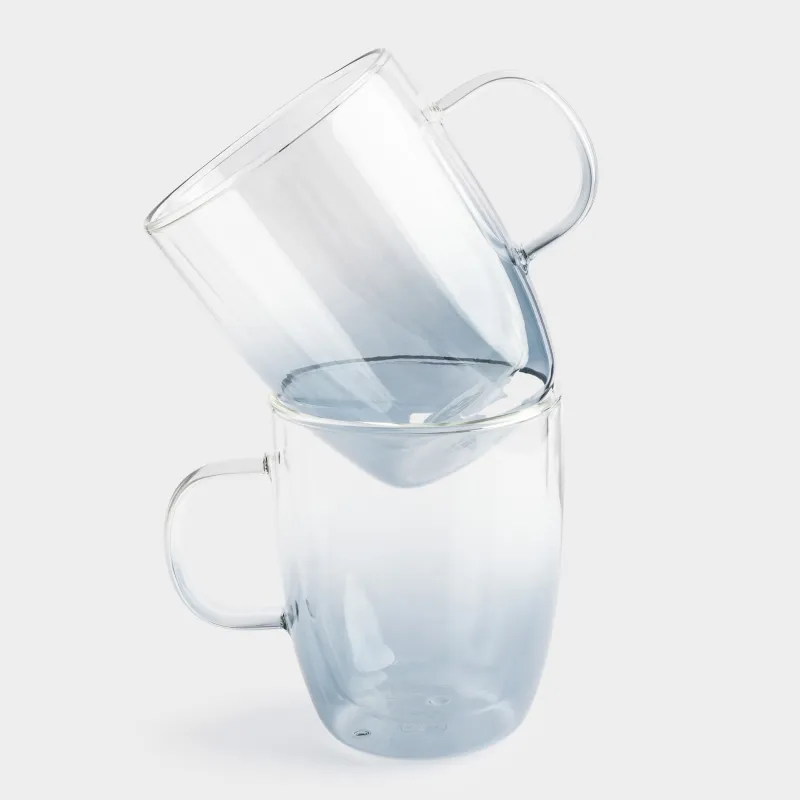 Mug, 440 ml, 2 pcs, glass B, gray gradient, Air gradient