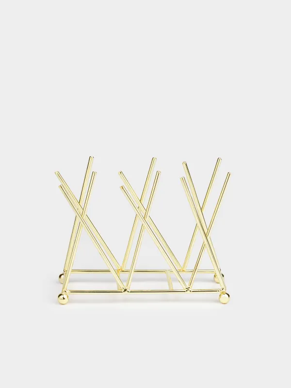 Napkin holder, 14 cm, metal, golden, Twist gold, image-0