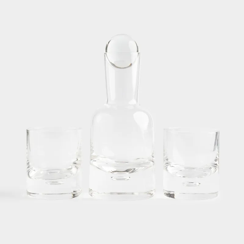 Drink set, 2 pers, 3 items, decanter / glasses, Glass, Bubble, Dew, image-0