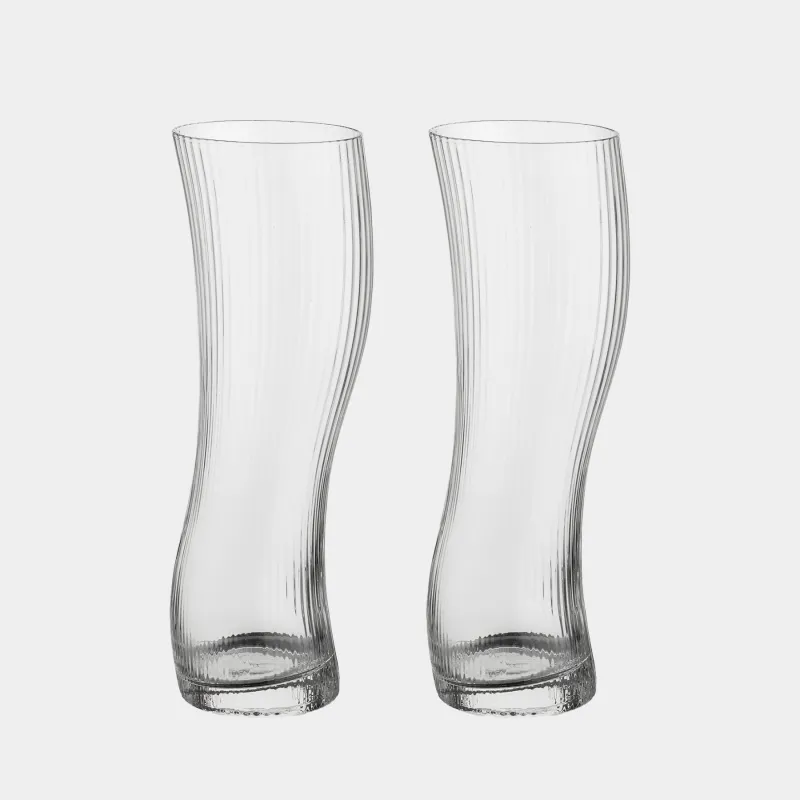 Drinking glass, 23 cm, 600 ml, 2 pcs, glass R, Bend, Ribby