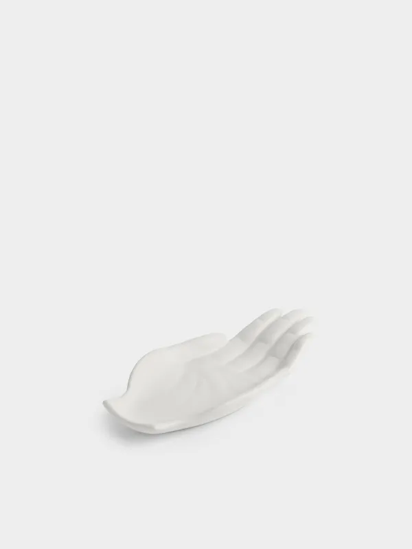 Decorative dish, 24x11 cm, ceramic, white, Palm, Hand, image-0