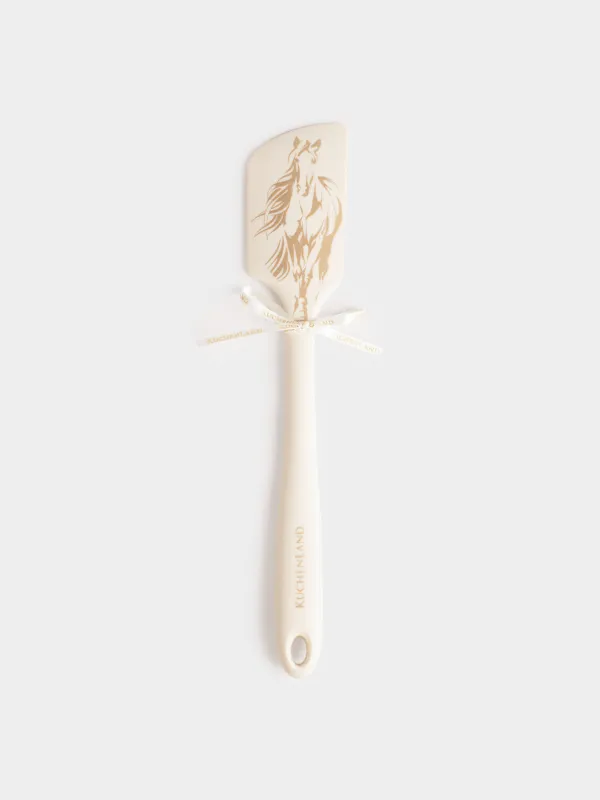 Spatula, 31 cm, silicone / steel, milk-gold, Christmas tree, Christmas traditions, image-0