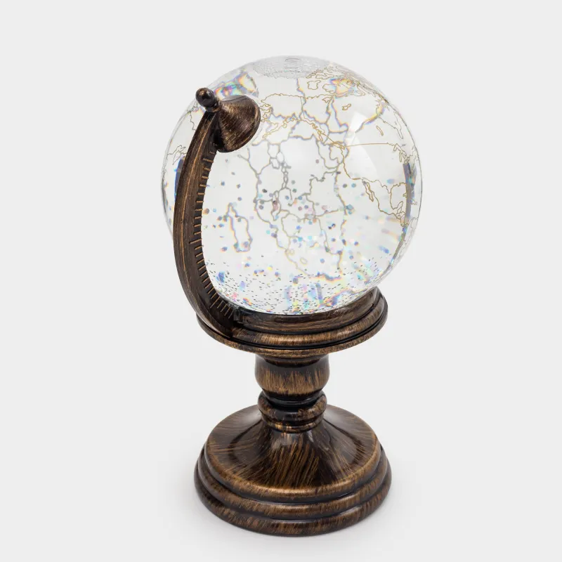 Snow lantern, 19 cm, illuminated, plastic, bronze, Globe, Bronze style, image-2