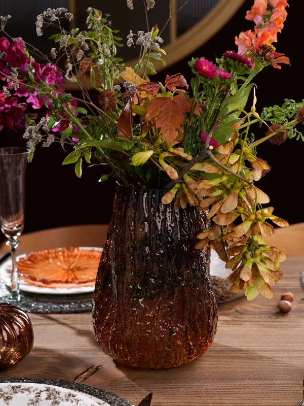 Flower vase, 24 cm, glass, brown, Frozen, image-6