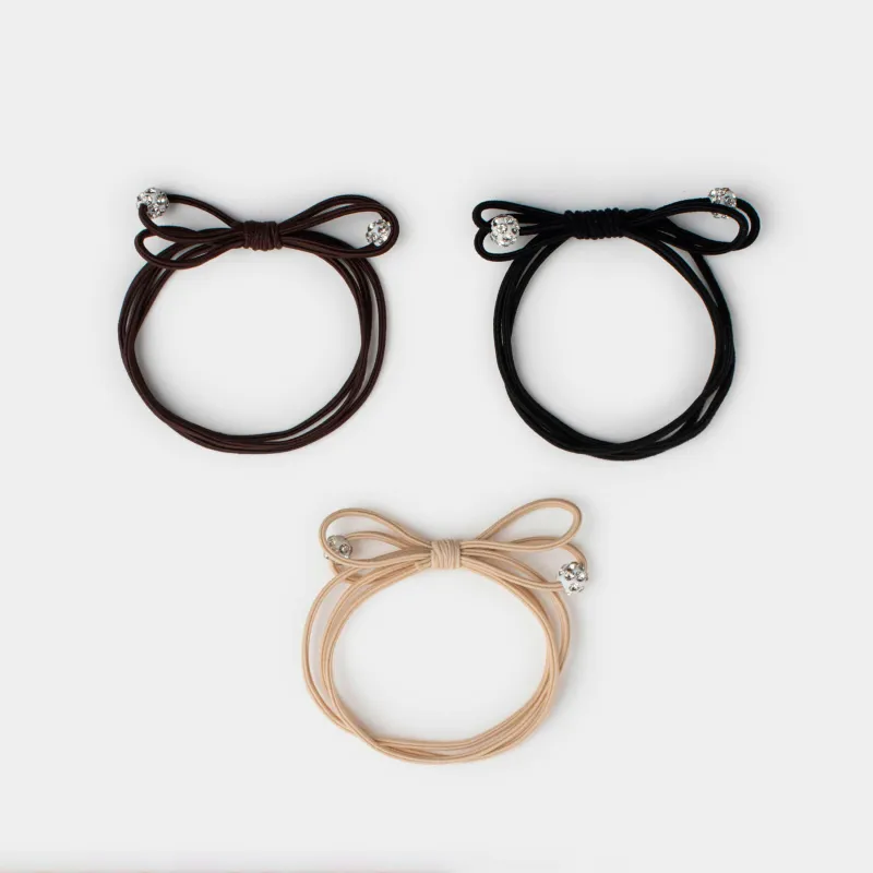 Hair tie, 5 cm, 3 pcs, polyester / plastic, colored, Knot, Gracile