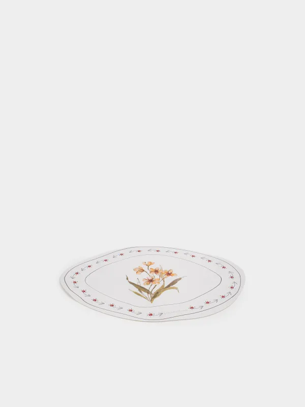 Placemat, 32x44 cm, PVC, shaped, white, Yellow flowers, Rock print, image-1