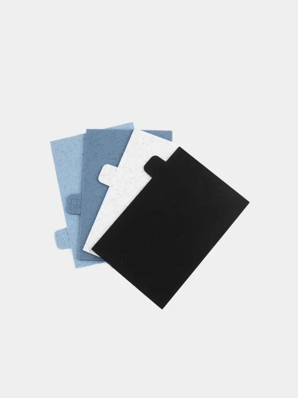 Cutting board, 28x19 cm, 4 pcs, in a stand, plastic, speckled, gray mix, Speck, image-1