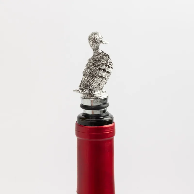 Beverage bottle stopper, 11 cm, metal, silver, Duck, Harmony, image-4