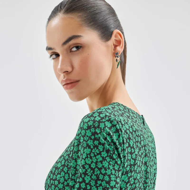 Stud earrings, 1/3 cm, 2 pieces, metal / acrylic, purple, Irises, Iris garden