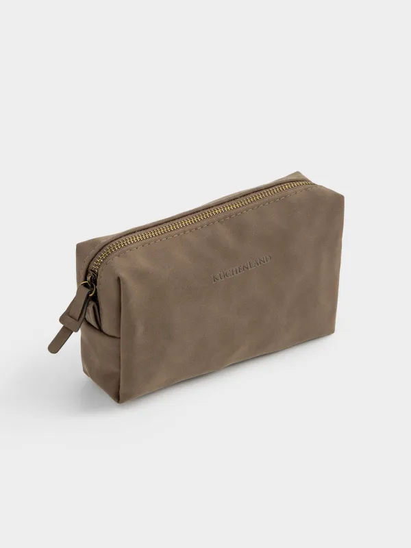 Cosmetic bag, 20x10 cm, polyurethane, rectangular, dark brown, Krast, image-1