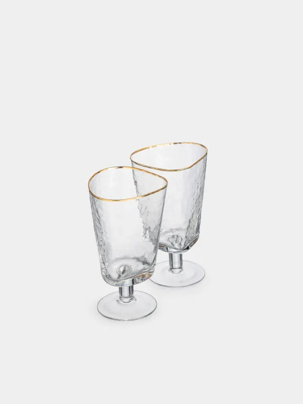 Drinking glass, 380 ml, 2 pcs, glass, golden edging, Triangle Gold, image-1