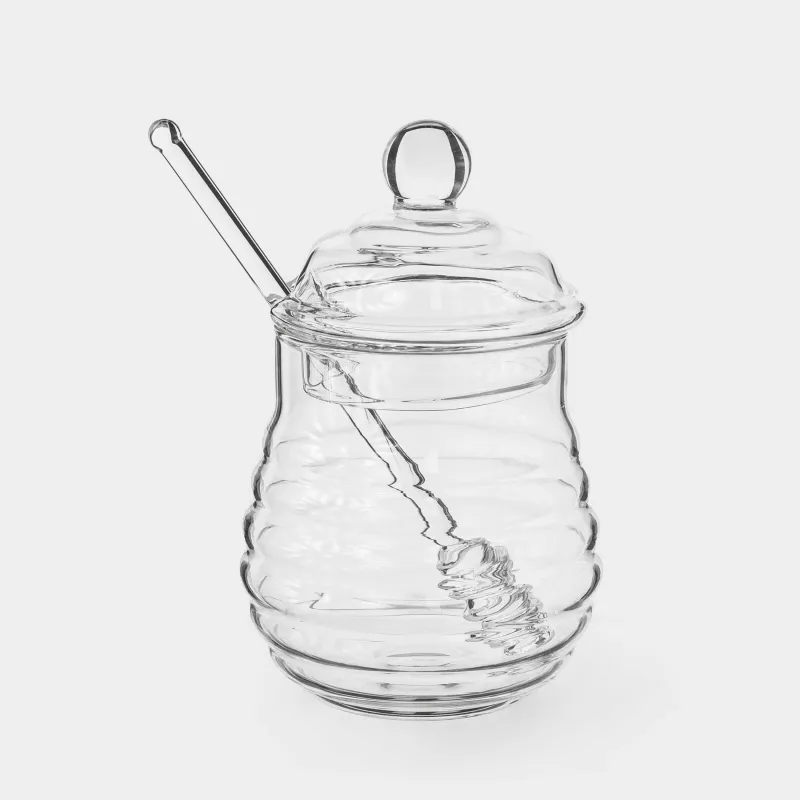 Honey jar, 400 ml, with spoon, glass B, Honey
