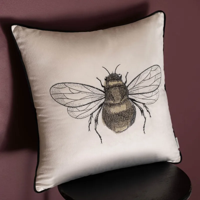 Decorative pillow, 45x45, corduroy, milk, Bumblebee, Bugs