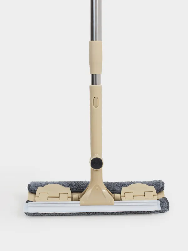 Window cleaning mop, with rag and scraper, beige, Clean, image-5