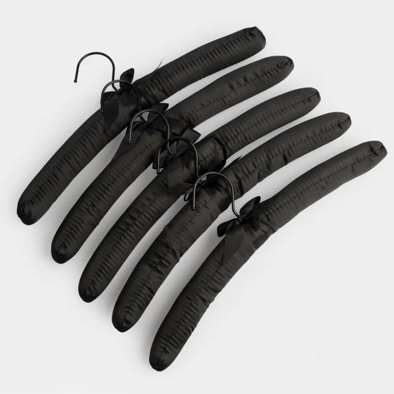 Hanger, 38 cm, 5 pcs, soft, polyester / foam rubber, black, Soft house, image-2