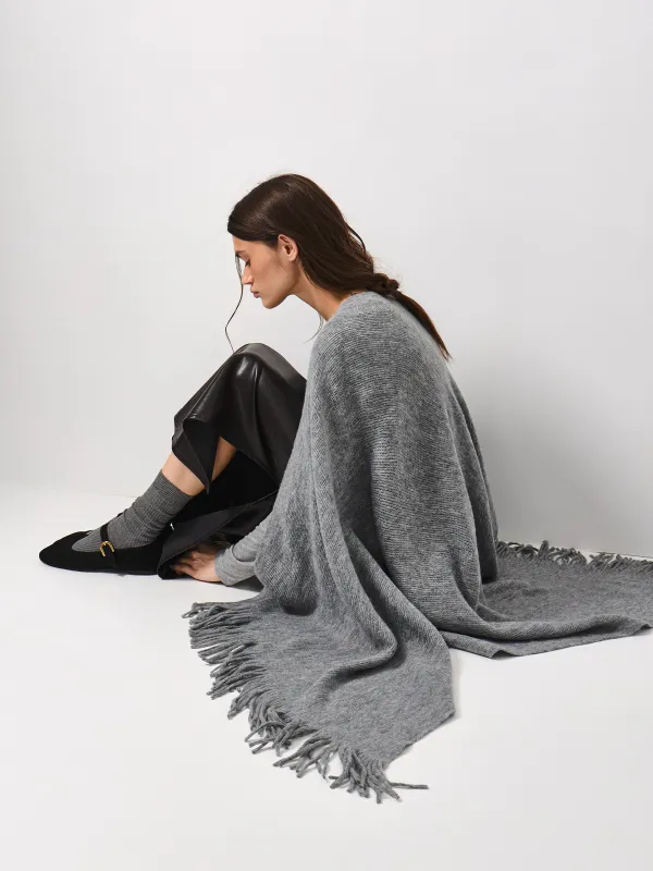 Poncho, 138x147 cm, fringed, acrylic, grey, Poncho, image-5