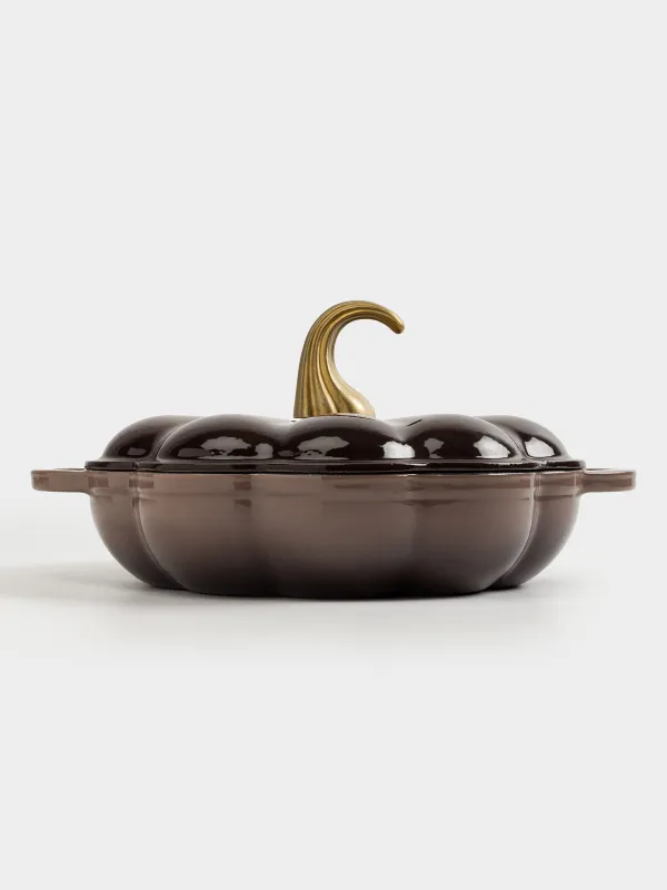Saucepan, 26 cm, 2.3 l, with lid, cast iron, Brown, Pumpkin, Gourd, image-7