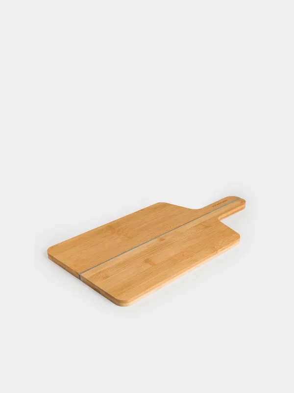 Cutting board, 40x21 cm, folding, with handle, bamboo / silicone, rectangular, Bamboo, image-1