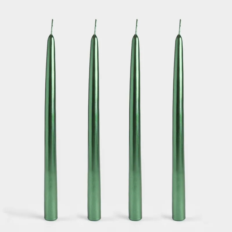 Candle, 25 cm, 4 pcs, thin, green, Vivid candle