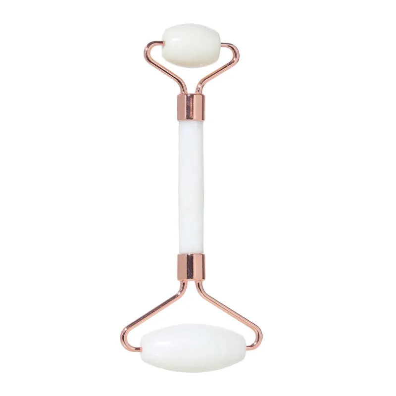Roller face massager, 14 cm, Jade / metal, White, Jade, image-0