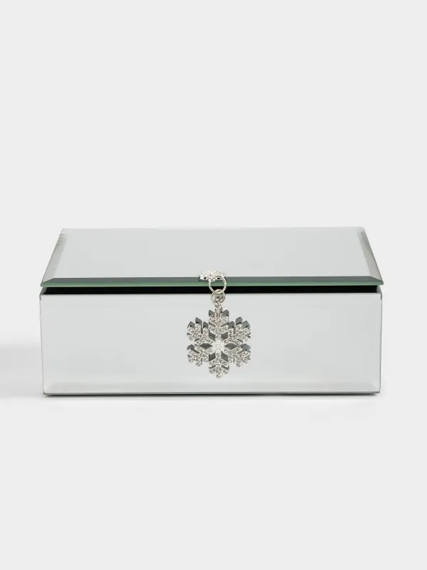 Jewelry box, 15x10 cm, glass, Mirror, Snowflake, Glossy, image-1