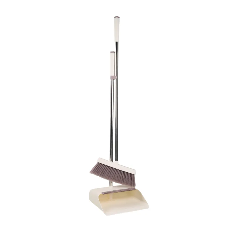Garbage brush, with dustpan, 92 cm, plastic / steel, white and purple, Sweep