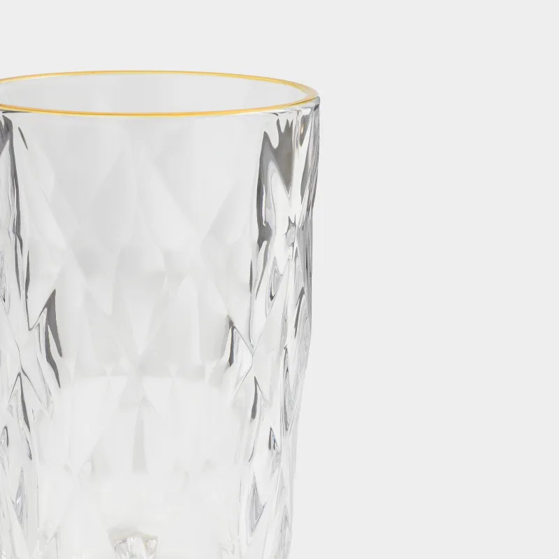 Glass, 12 cm, 340 ml, glass R, with golden edging, Rhomb gold, image-2