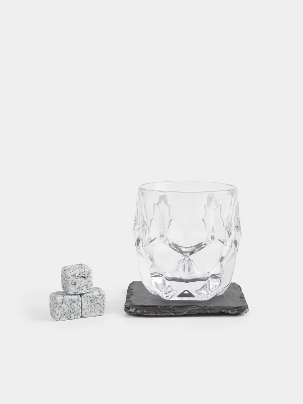 Drink set, 1 person, 5 items, in a box, glass / cubes/stand, glass / marble/slate, Bar, image-0