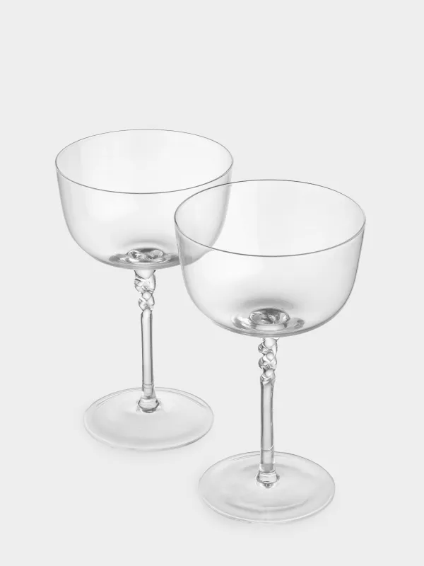 Drinking glass, 270 ml, 2 pcs, crystal glass, Twisted leg, Parma, image-1