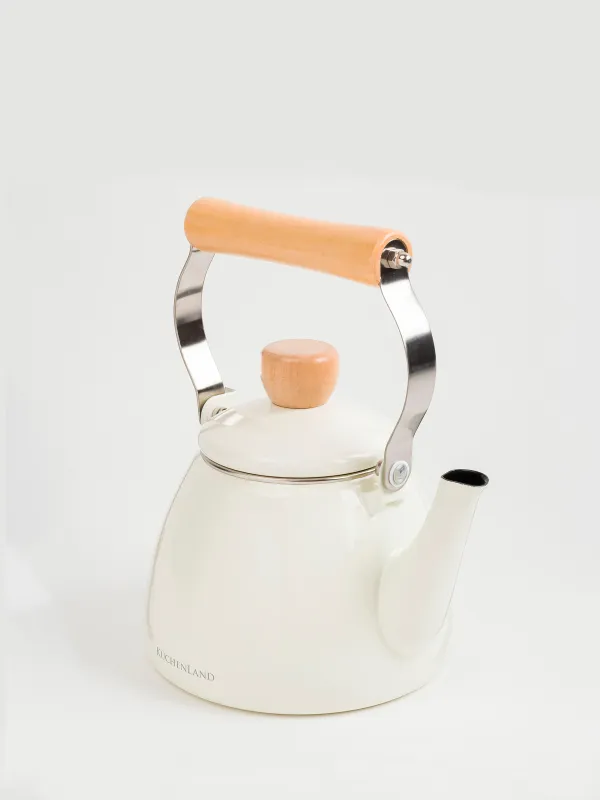 Teapot, 1.4 l, metal enamel/wood, milk, Nostalgia, image-2