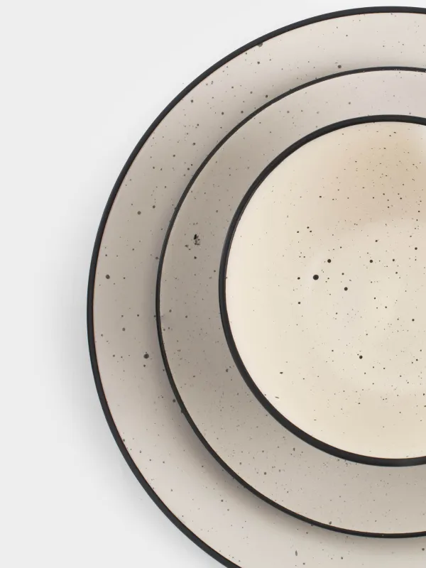 Dinner set, 6 persons, 18 ave, ceramics, black and white, speckled, Isernia, image-4