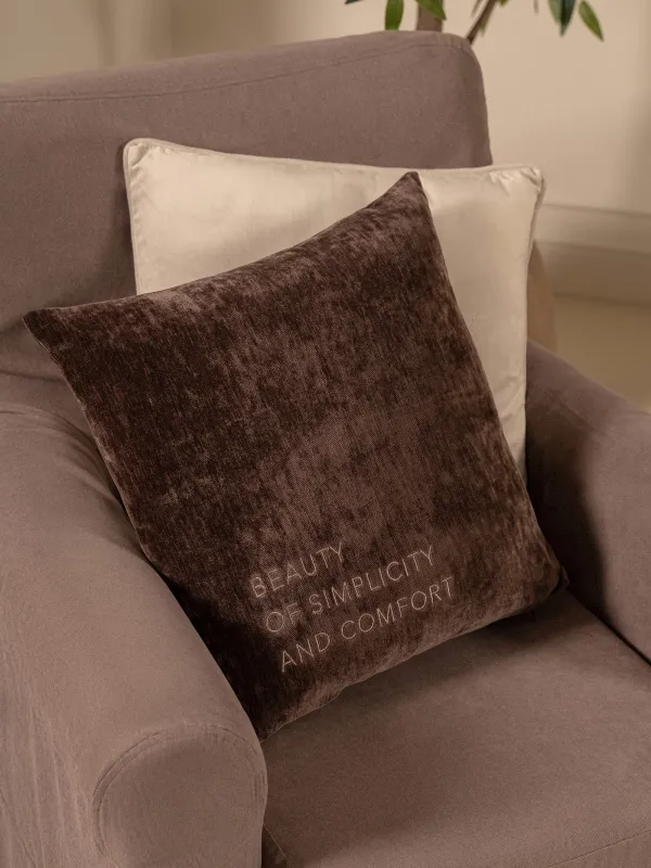 Decorative pillow, 45x45 cm, chenille / velvet, brown, Chenill, image-3