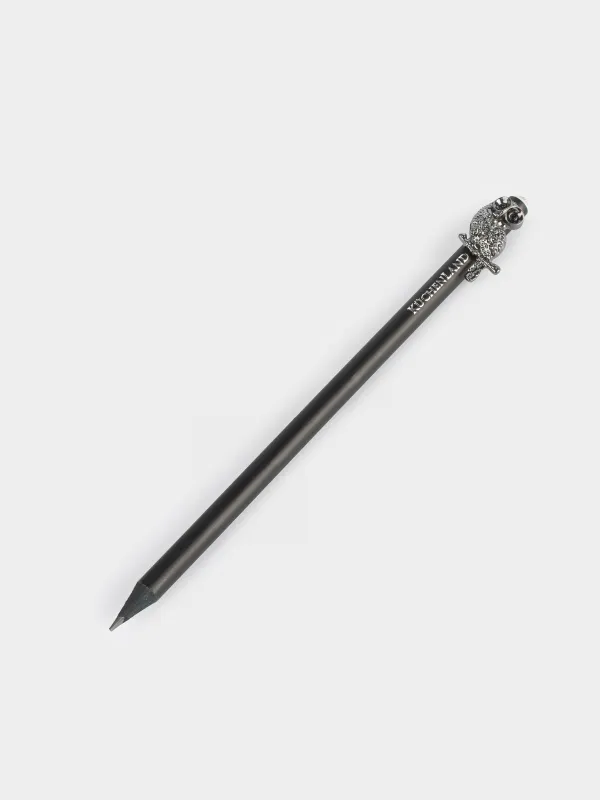 Pencil, 18 cm, black-graphite, with figure, black, Owl, Draw figure, image-1