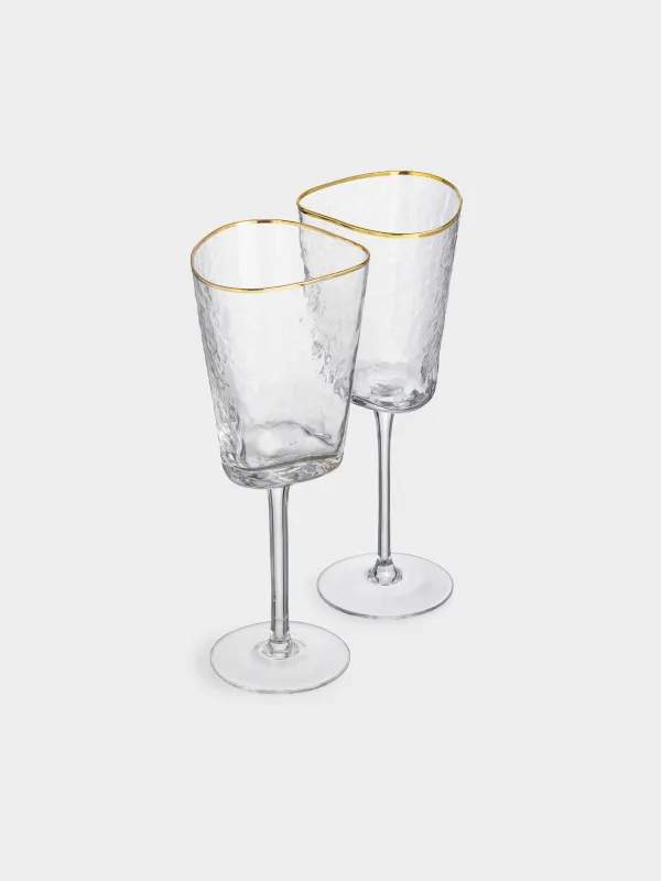 Drinking glass, 300 ml, 2 pcs, glass, with golden edging, Triangle Gold, image-1