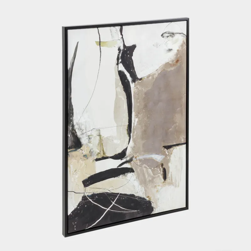 Framed painting, 80x120 cm, canvas, brown and black, Abstract, image-1