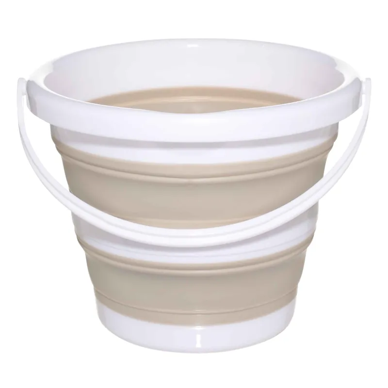 Foldable bucket, 5 l, plastic / rubber, grey-beige, Foldaway, image-1