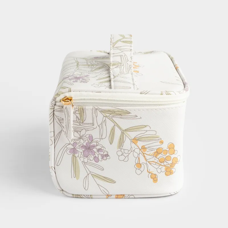 Cosmetic bag, 23x13 cm, with handle, polyurethane, white, Mimosa, Isadora, image-3