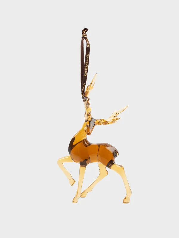 Christmas tree toy, 15 cm, acrylic, brown, Deer, Figure crystal, image-3
