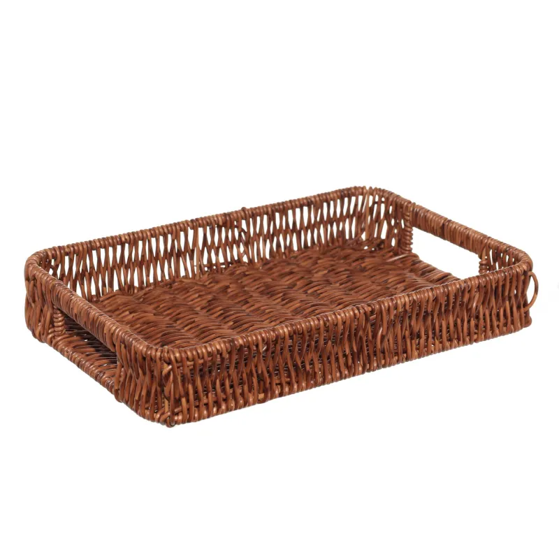 Tray, 30x20 cm, rattan, rectangular, brown, Blendy, image-1